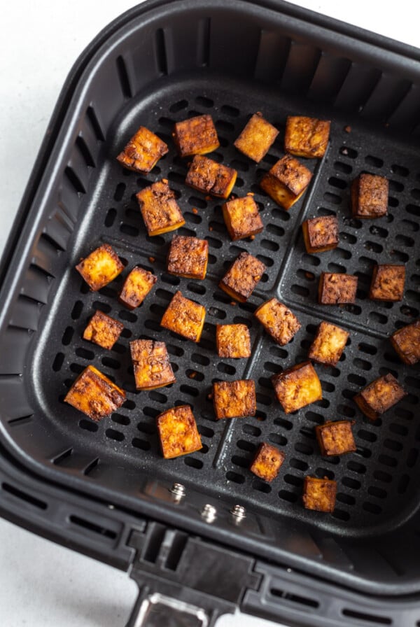 crispy tofu in an air fryer