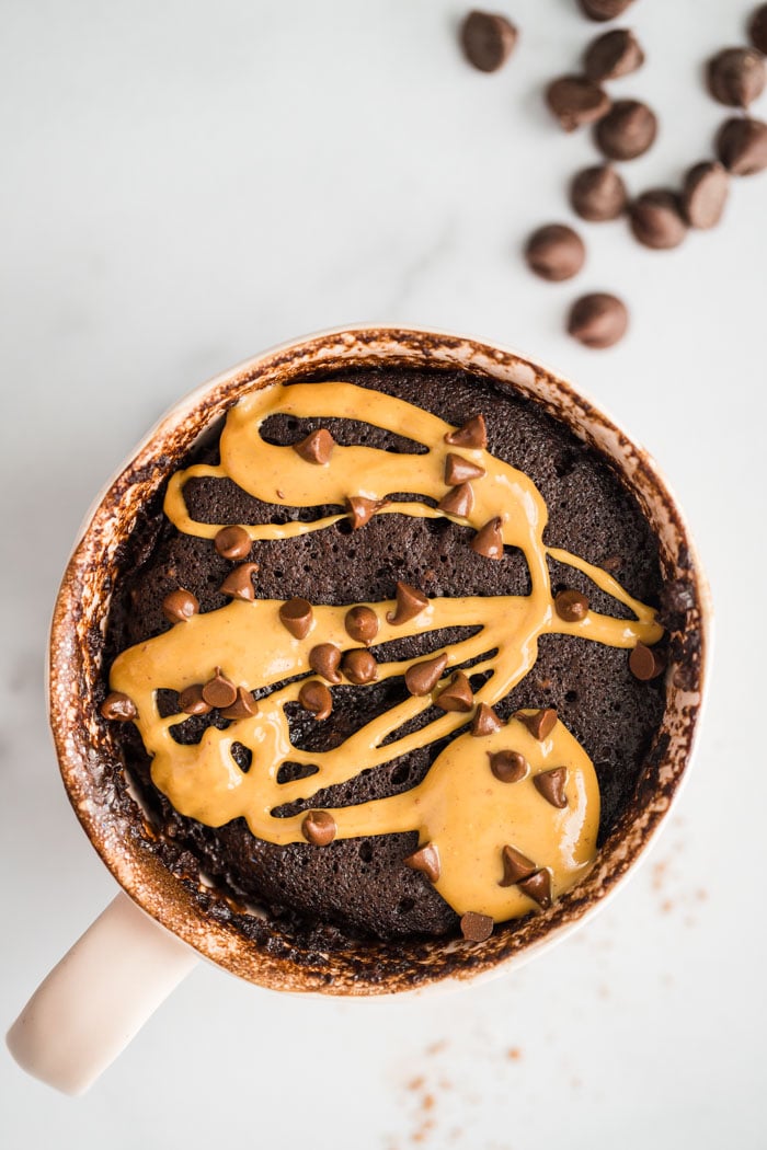 chocolate cake in a mug