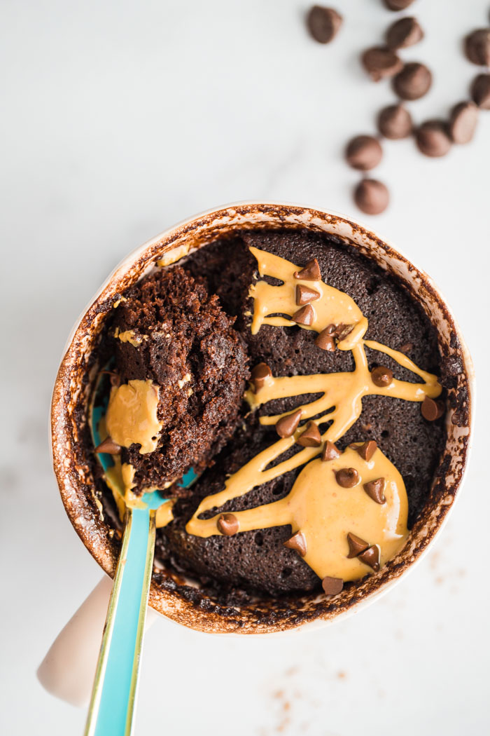 chocolate cake in a mug