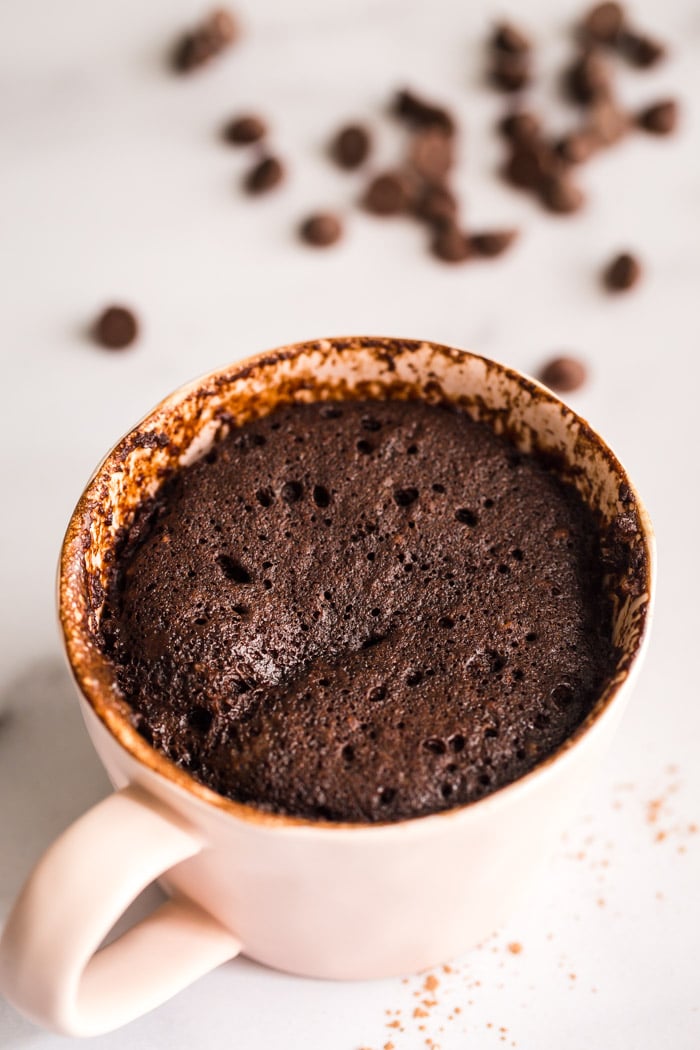 chocolate cake in a mug