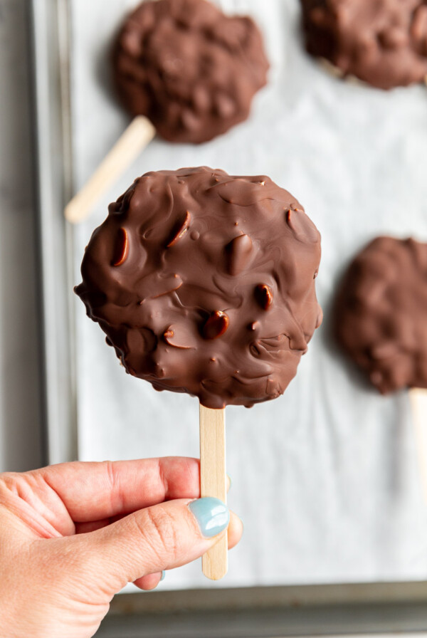 frozen yogurt chocolate bars on a stick