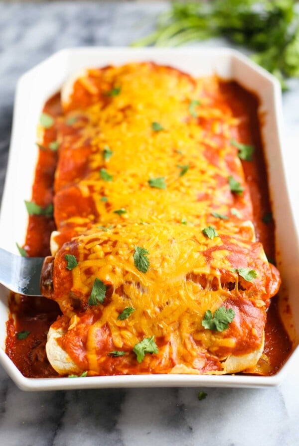 vegan enchiladas with cheese on top