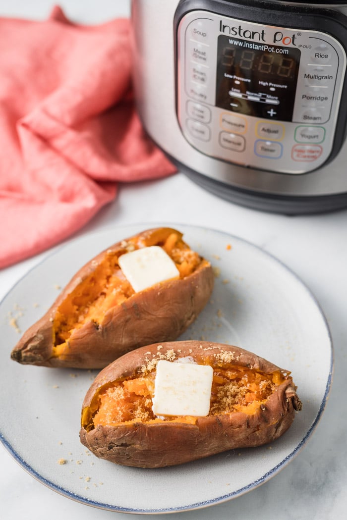 Instant Pot Sweet Potatoes- this recipe shows you how EASY it is to make perfect sweet potatoes right inside of your instant pot or pressure cooker.