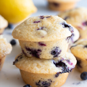 One blueberry muffin on top of another.