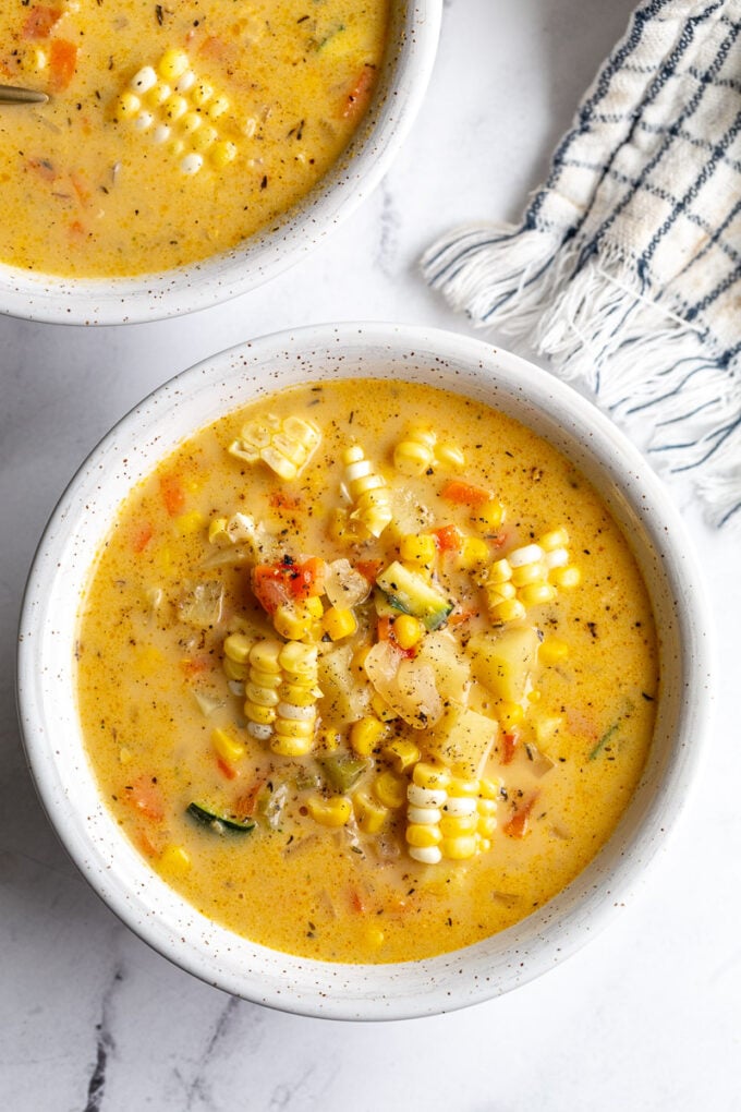 corn chowder in a bowl