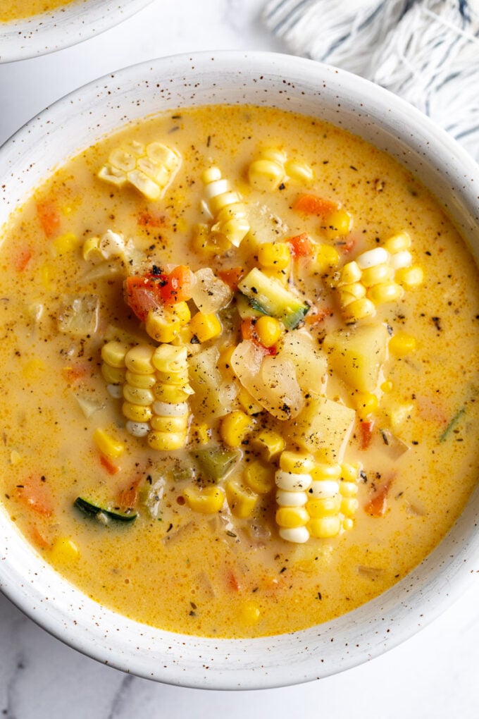 corn chowder in a bowl