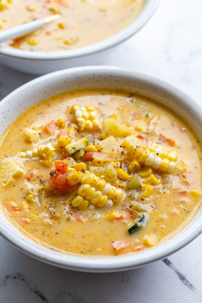 corn chowder in a bowl