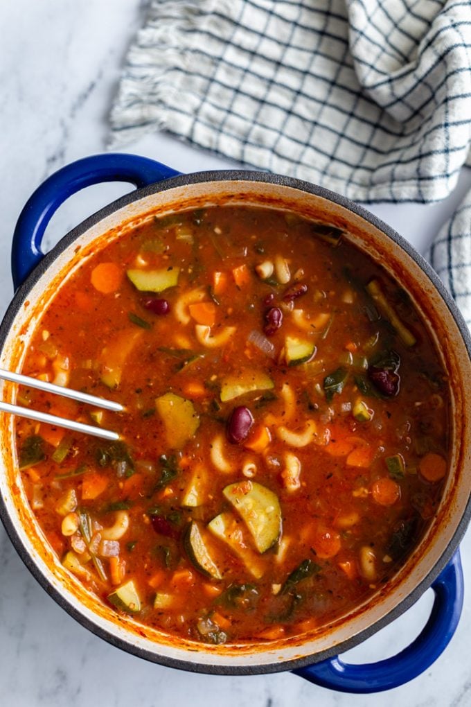 vegan minestrone in a big pot