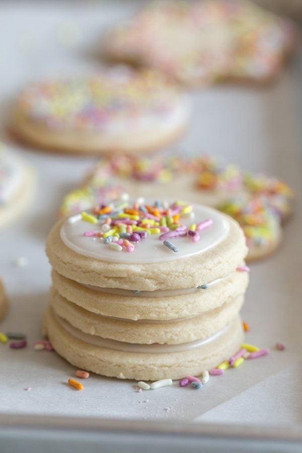 vegan cookies with icing and sprinkles